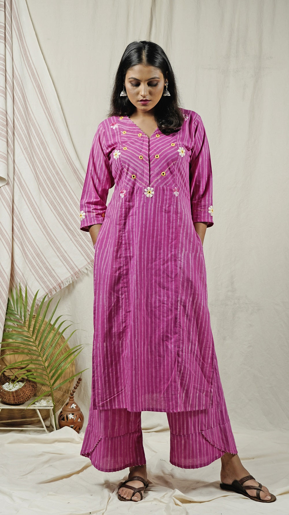 Shop tunic set: Pink block print tunic set online at bebaakstudio.com