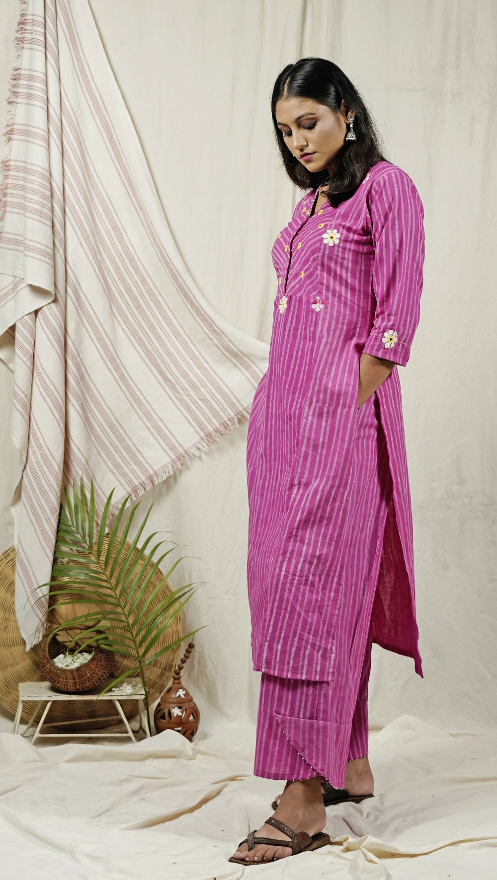 Shop tunic set: Pink block print tunic set online at bebaakstudio.com