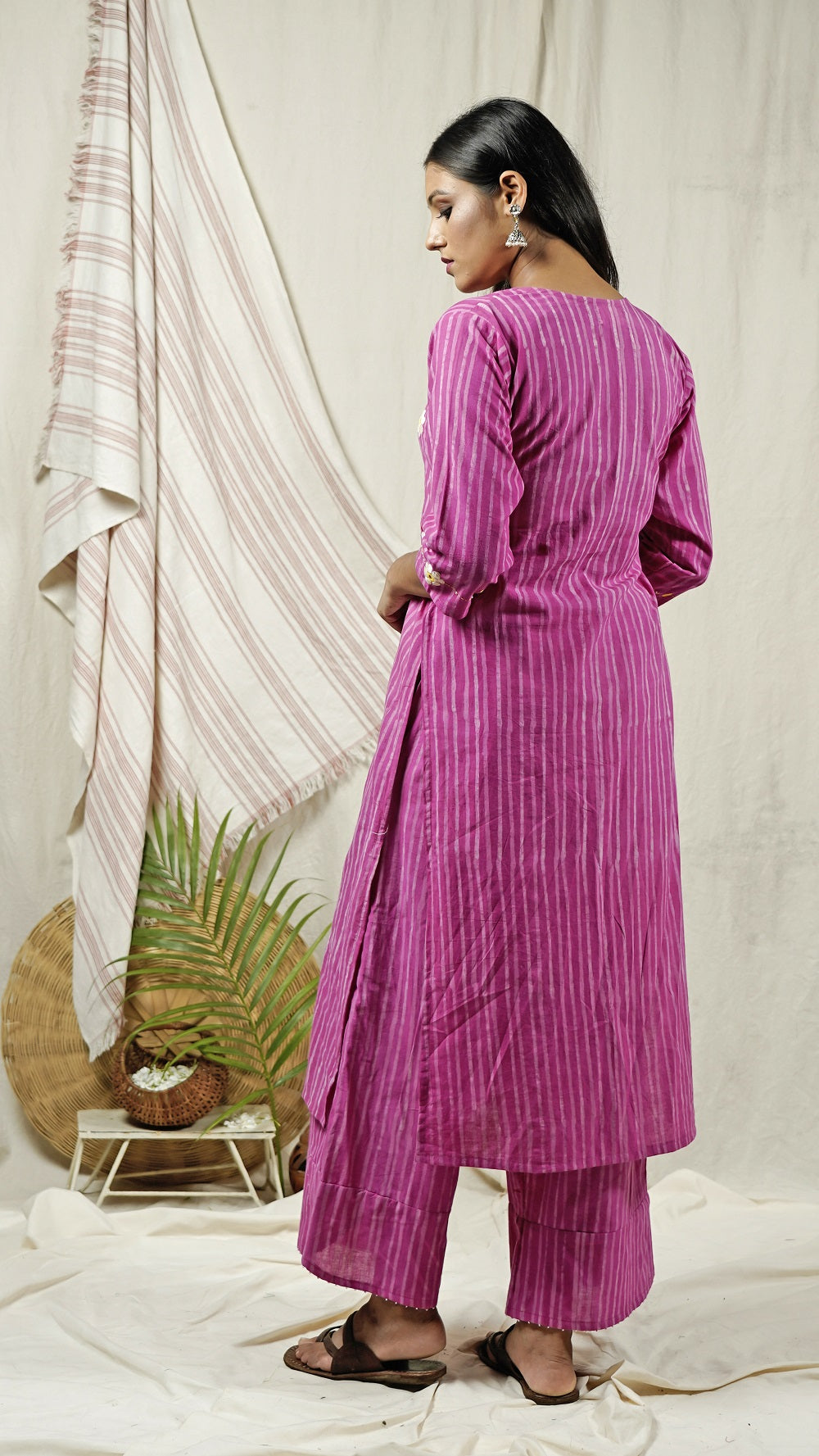 Shop tunic set: Pink block print tunic set online at bebaakstudio.com