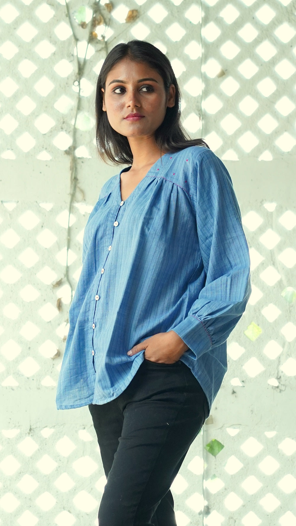 Shop blue anti fit Shirt from Bebaak online at bebaakstudio.com