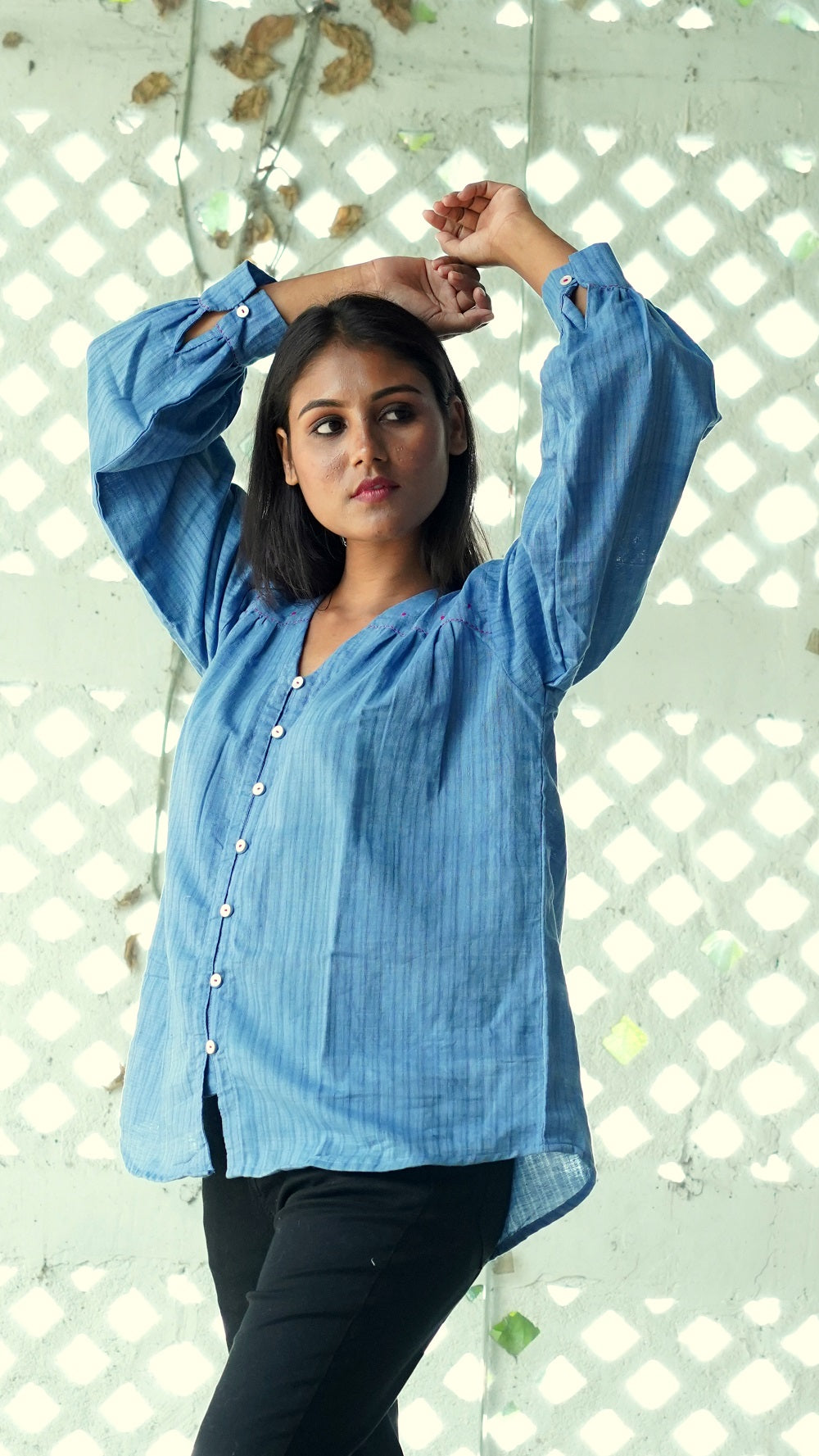 Shop blue anti fit Shirt from Bebaak online at bebaakstudio.com