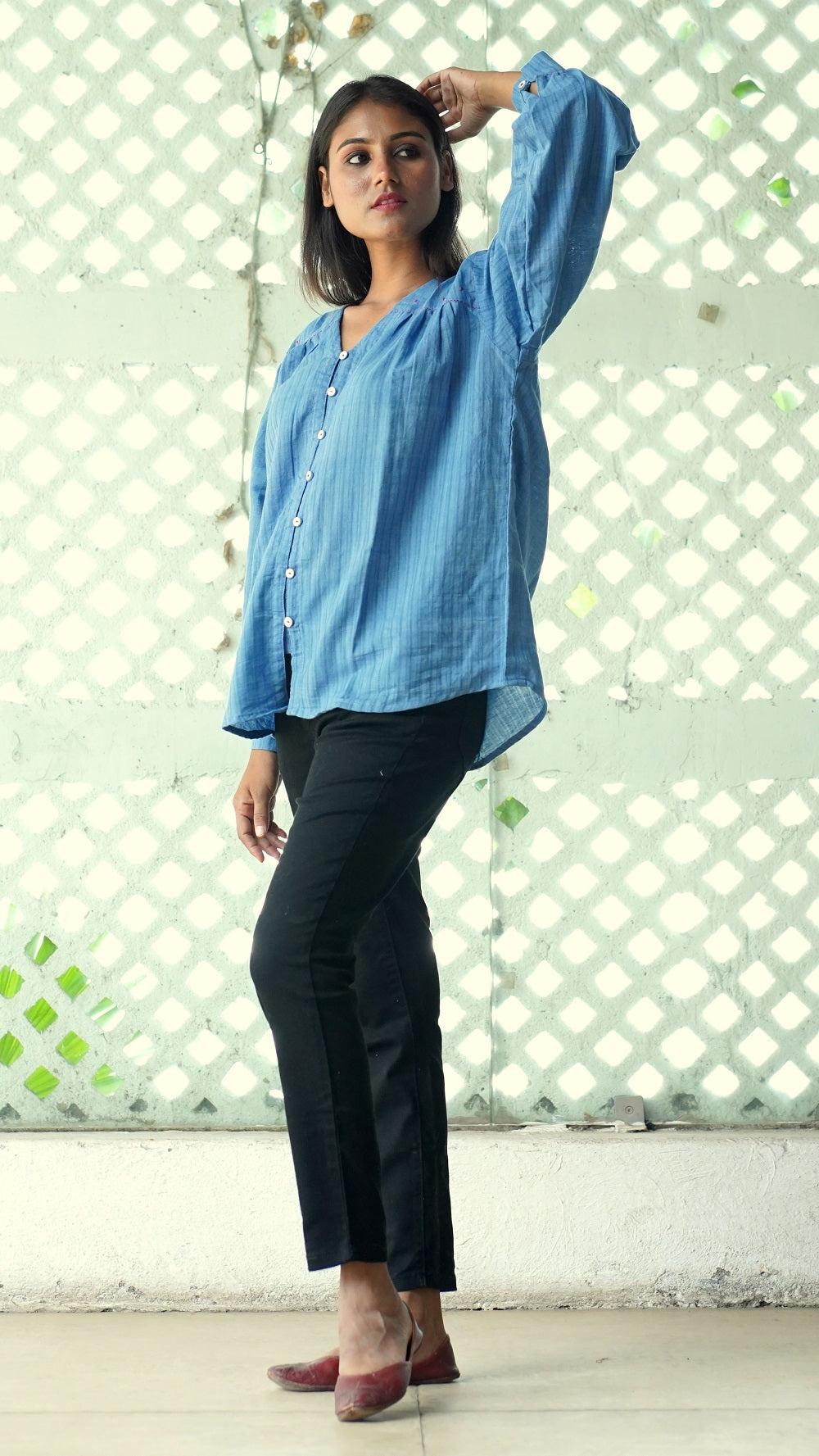 Shop blue anti fit Shirt from Bebaak online at bebaakstudio.com