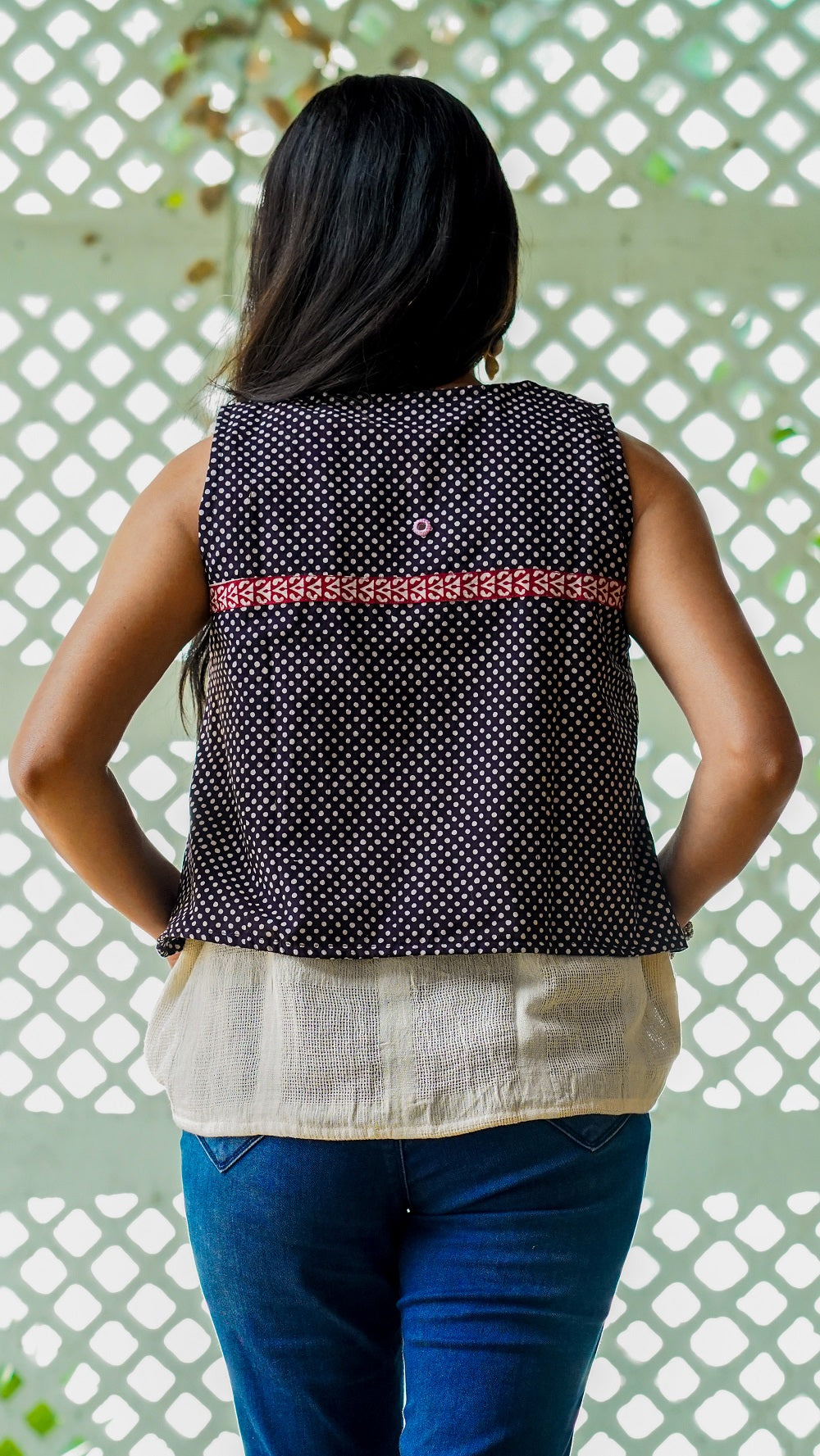 Shop Bagh print polka bolero jacket online at bebaakstudio.com