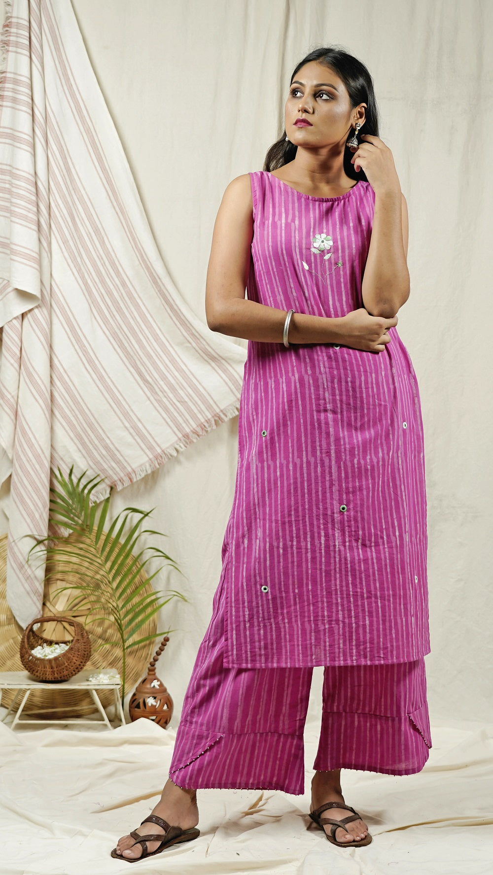 Shop tunic set: Pink boat neck tunic set online at bebaakstudio.com