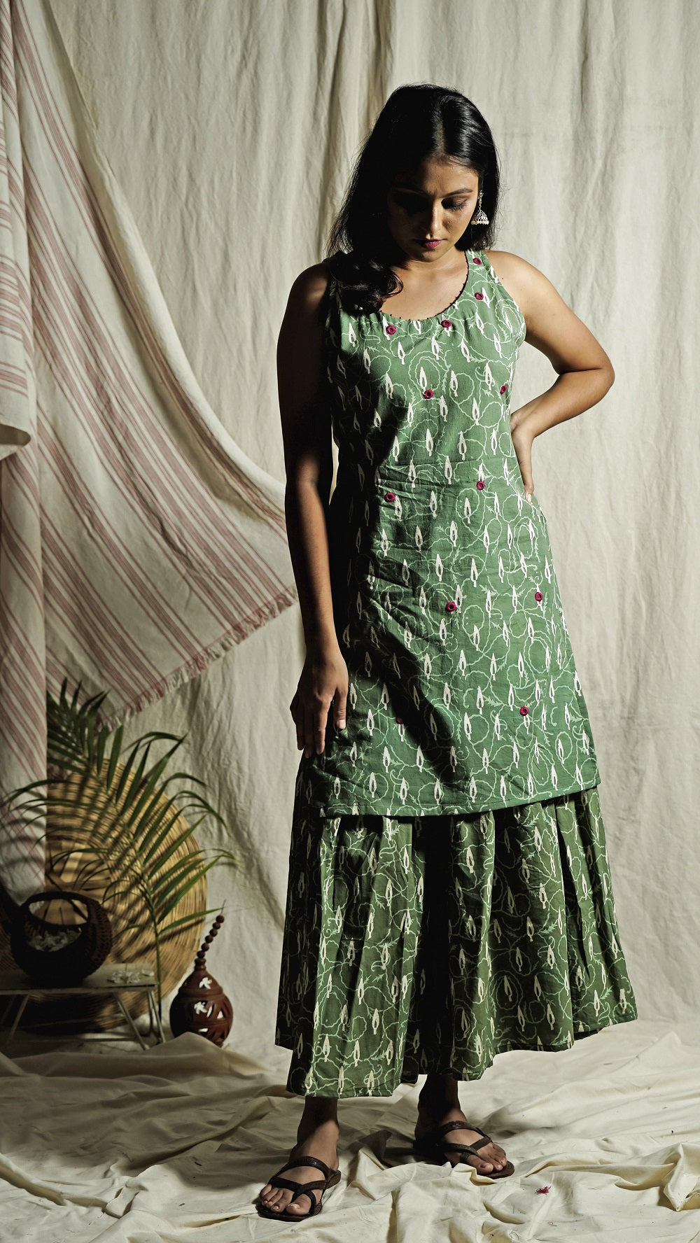 Shop sharara set:  Green sharara and kurta set online at bebaakstudio.com