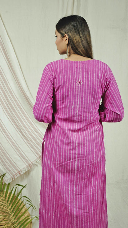 pink block print anti fit tunic set online at bebaakstudio.com