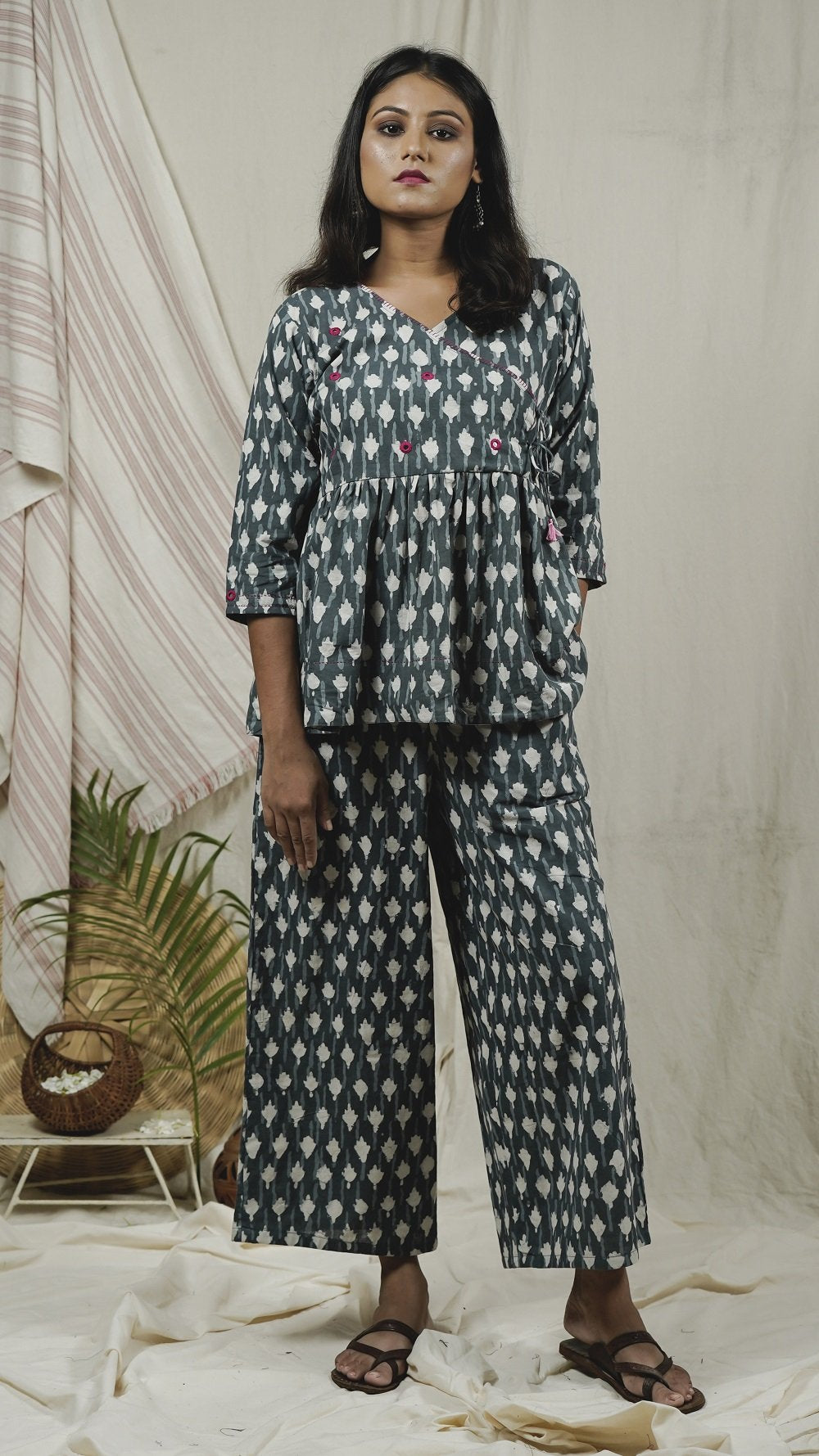 Indigo angrakha tunic set online available at bebaakstudio.com