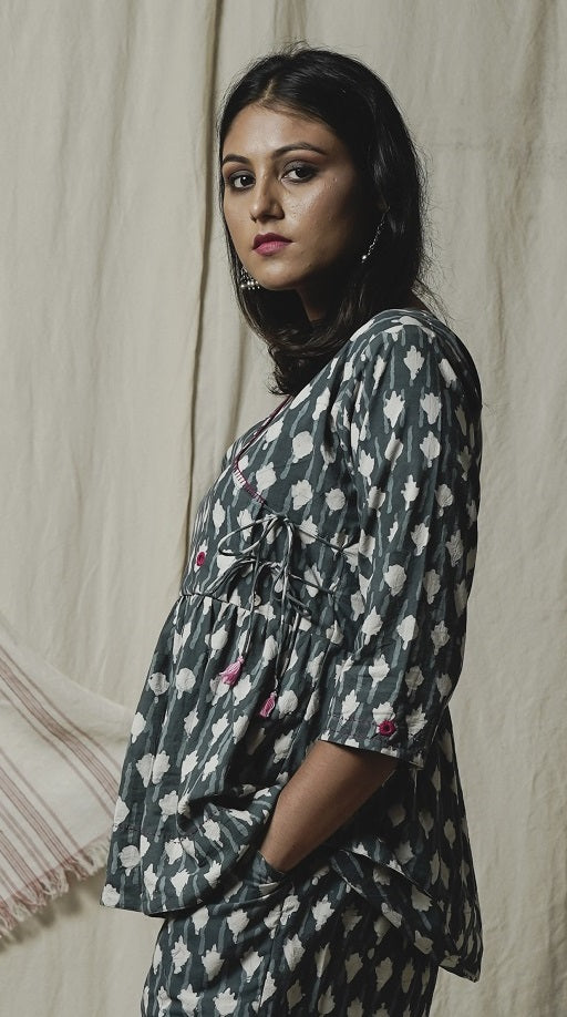 Shop indigo angrakha top online at bebaakstudio.com