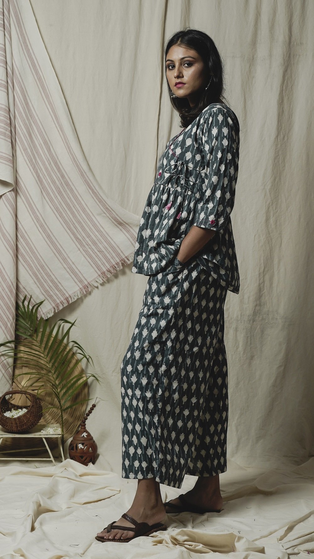 Indigo angrakha tunic set online available at bebaakstudio.com