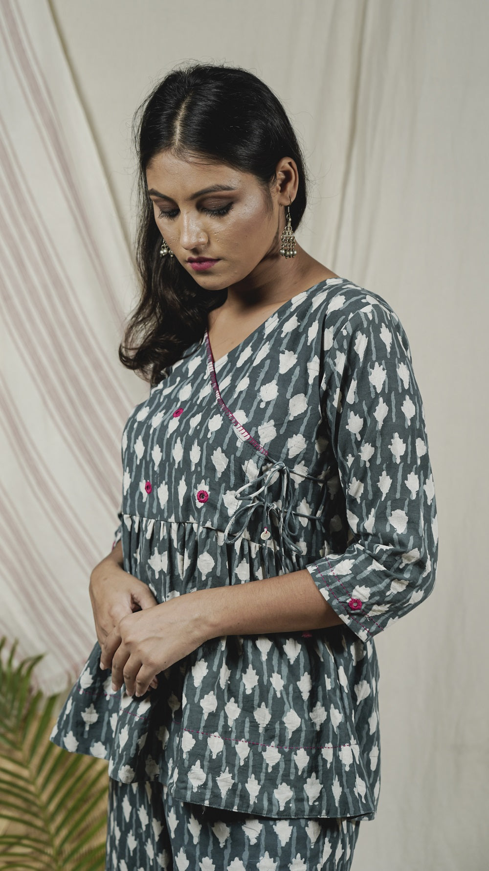 Indigo angrakha tunic set online available at bebaakstudio.com