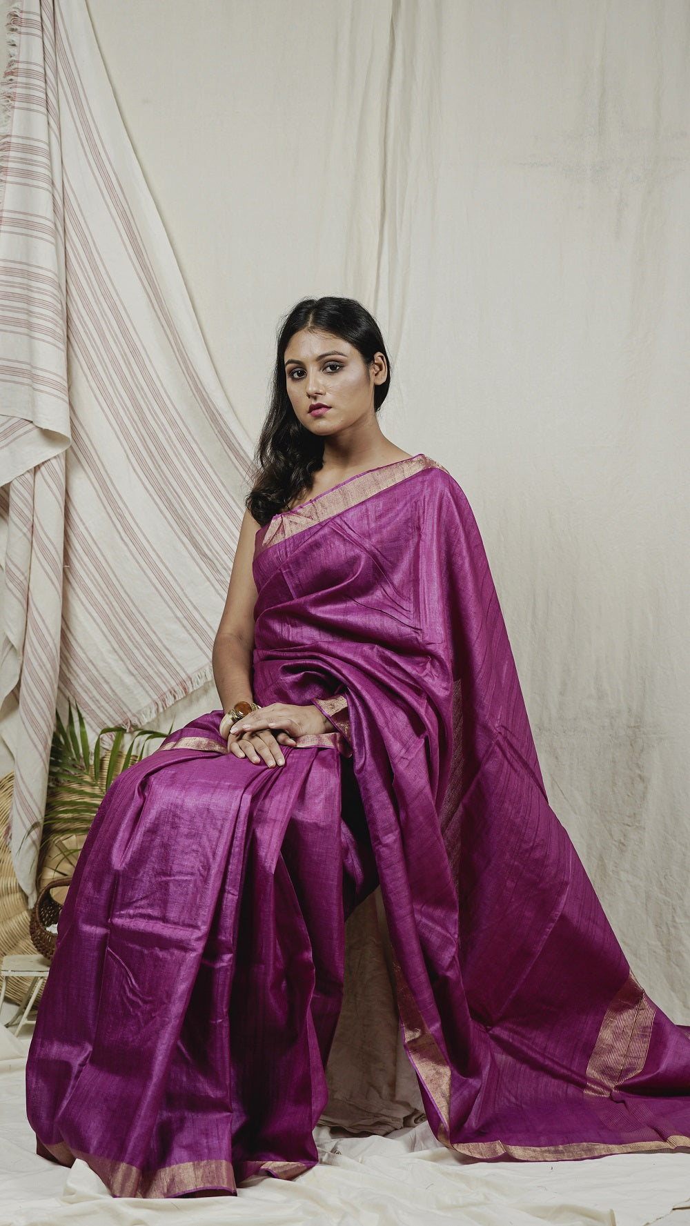 Shop silk saree: Pink pure kosa silk saree online at bebaakstudio.comShop silk saree: Pink pure kosa silk saree online at bebaakstudio.com