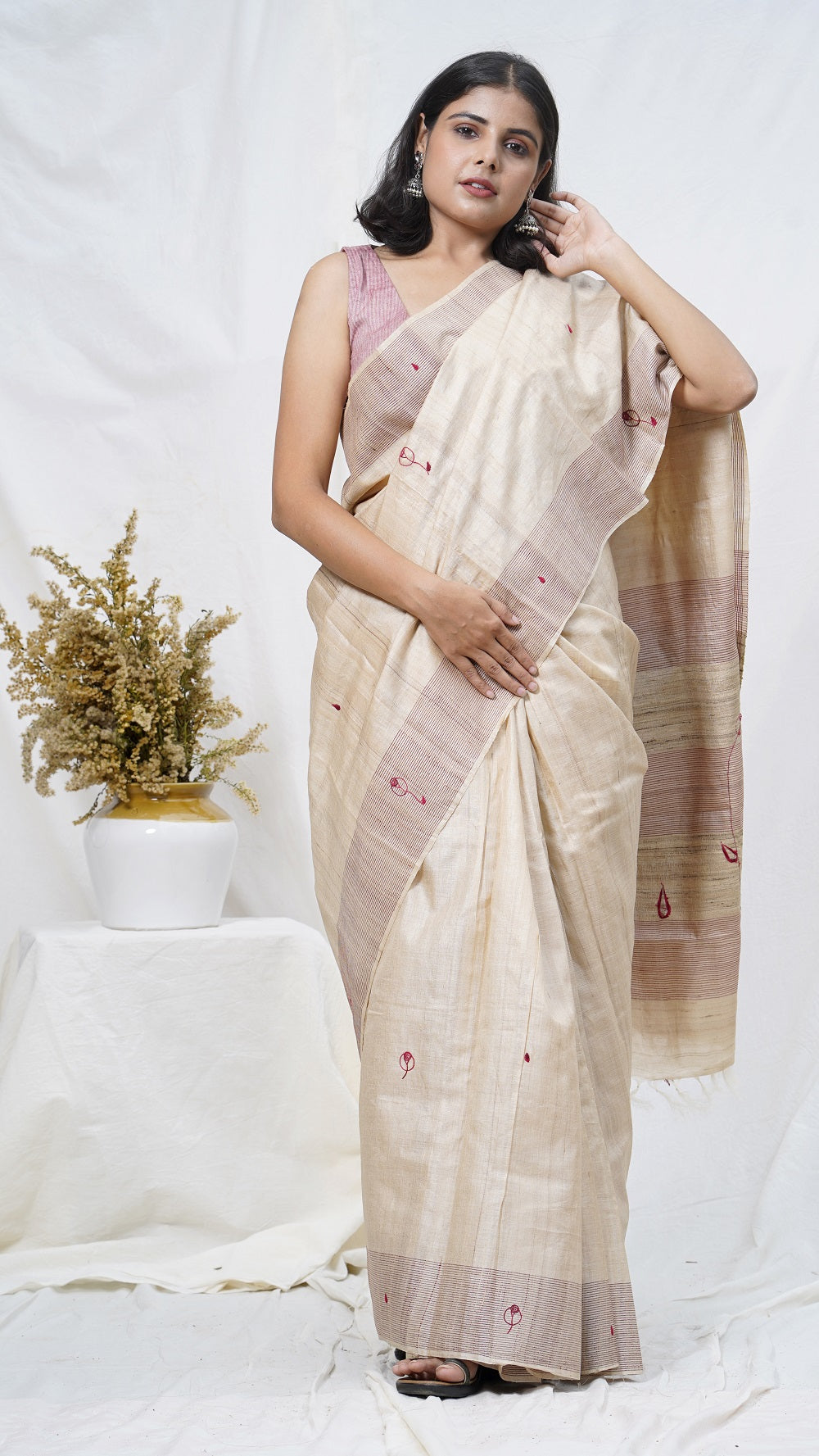 Gul pure kosa silk handloom saree online available at bebaakstudio.com