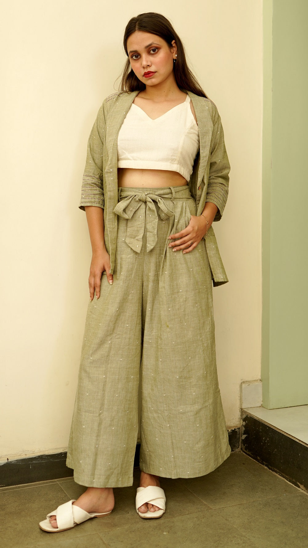 Handwoven cotton formal 3pc set online at bebaakstudio.com