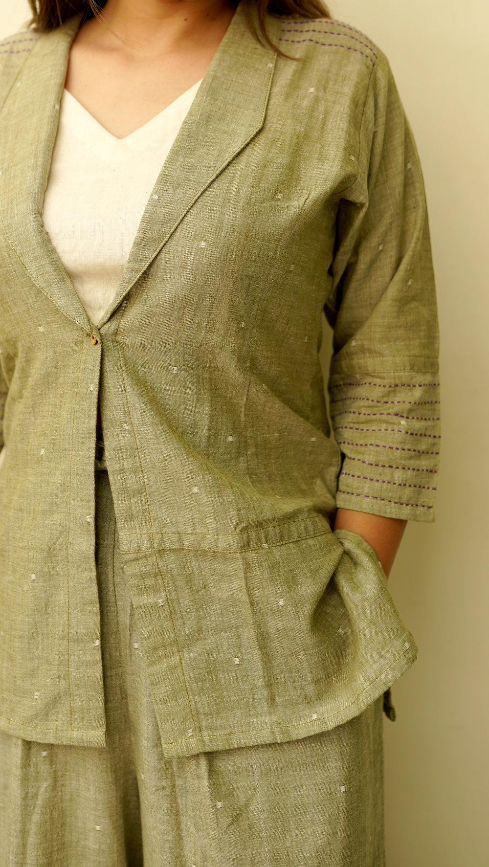 Handwoven cotton formal 3pc set online at bebaakstudio.com