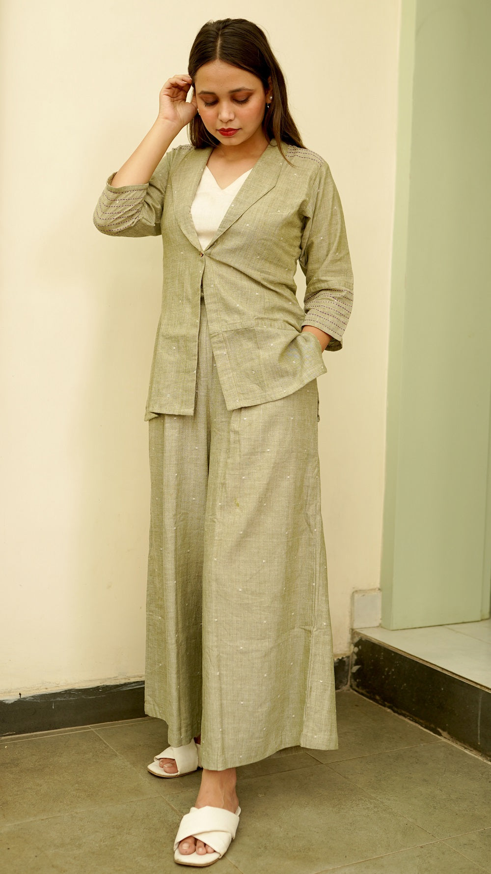 Handwoven cotton formal 3pc set online at bebaakstudio.com