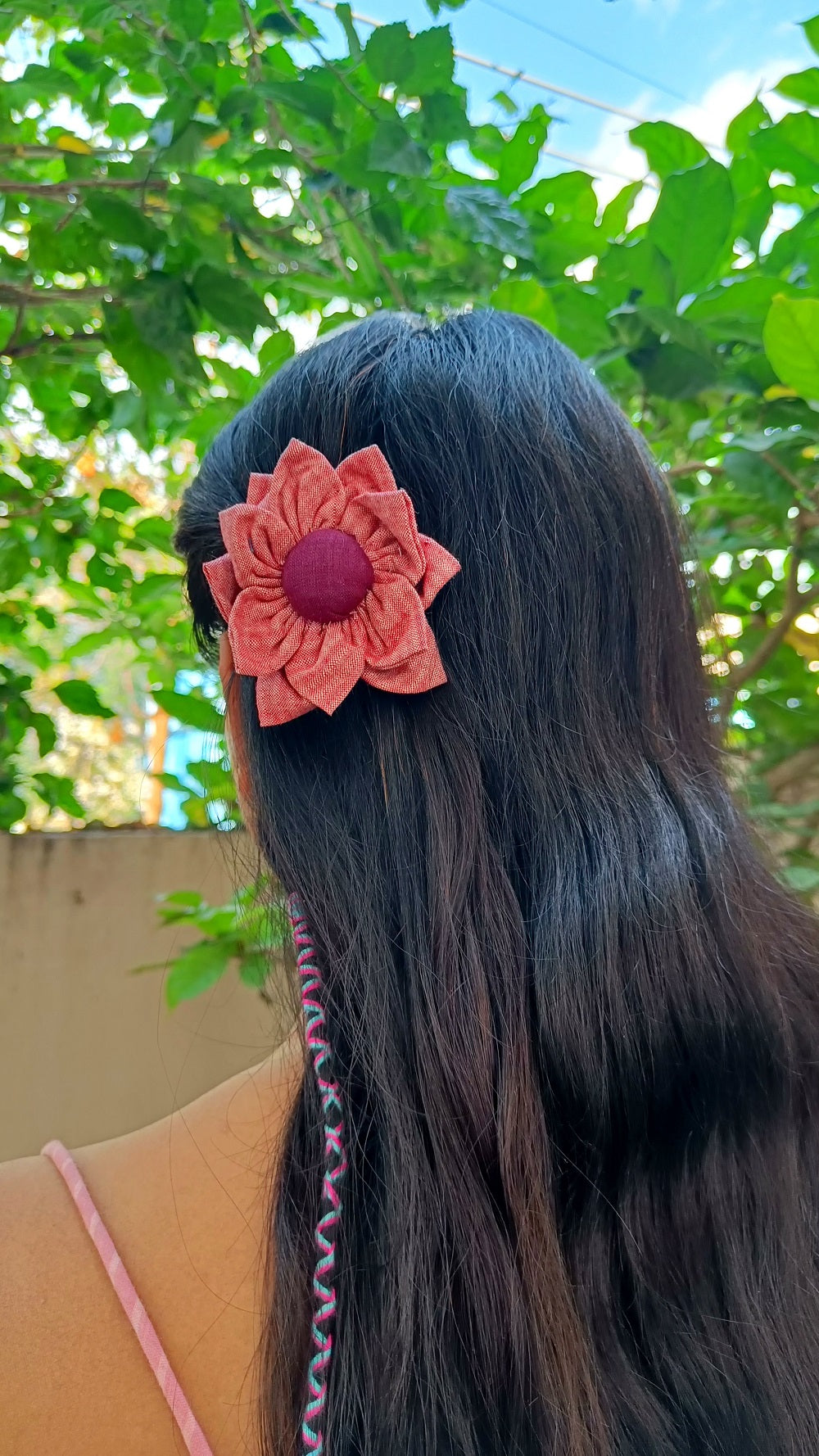 mauve floral textile hairclip online at bebaakstudio.com
