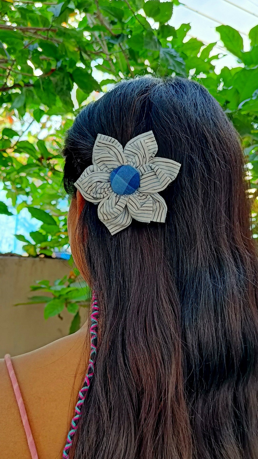 Sky floral textile hairclip online at bebaakstudio.com