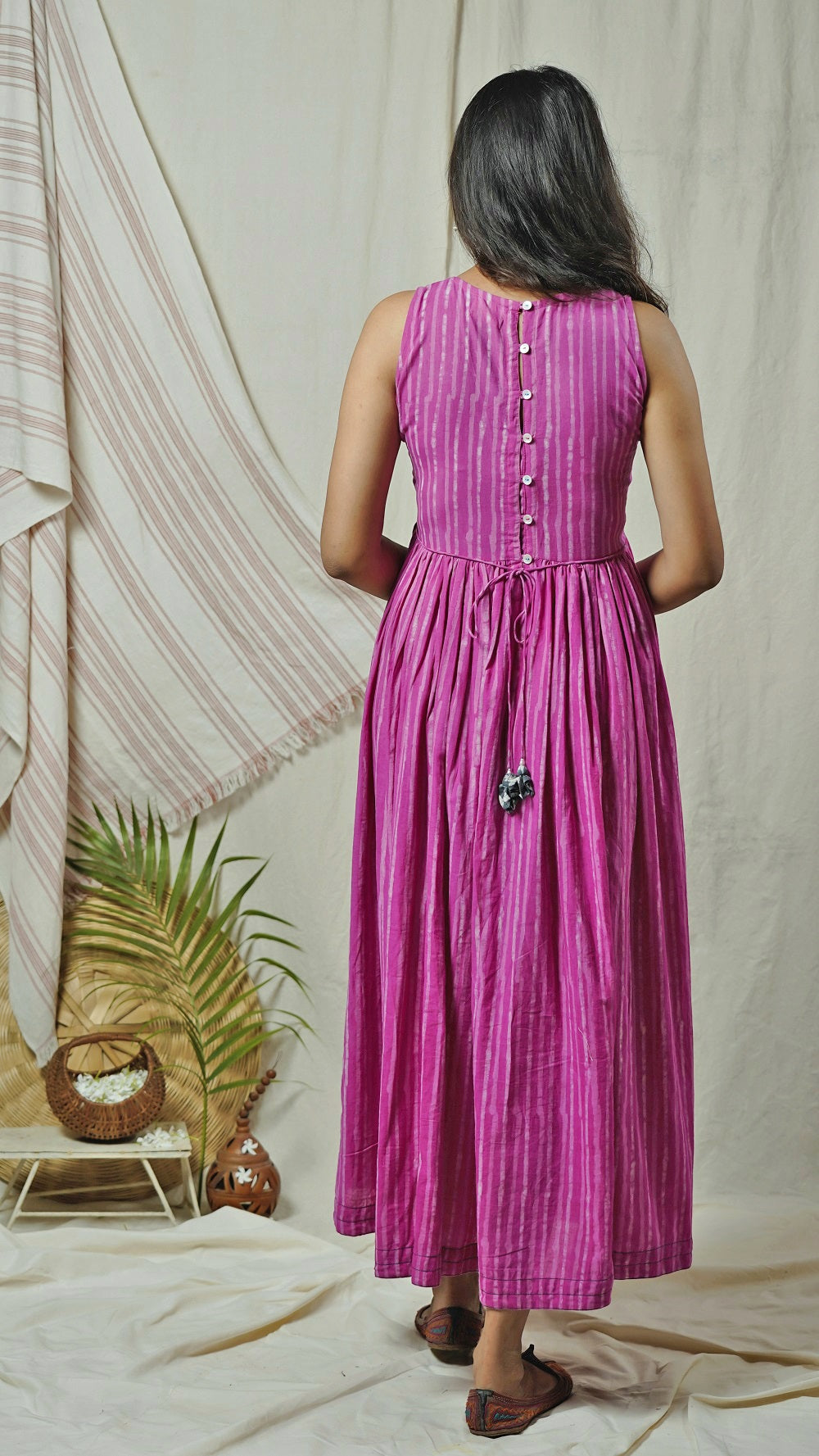 Shop pink blockprint maxi dress online available at bebaakstudio.com