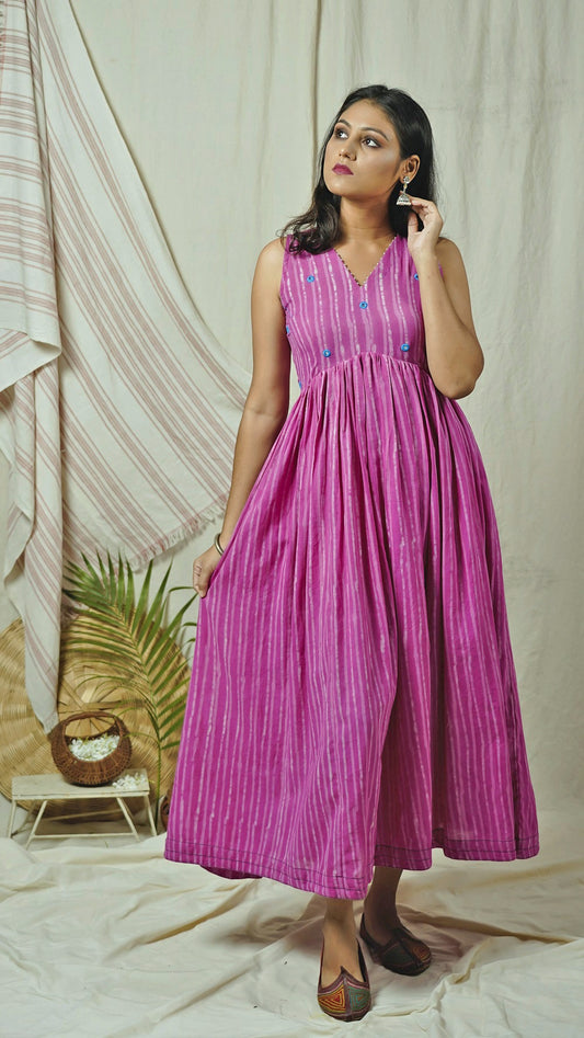 Shop pink blockprint maxi dress online available at bebaakstudio.com