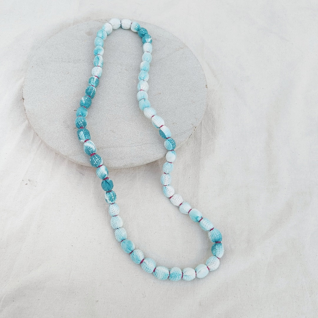 Aqua tie & dye necklace