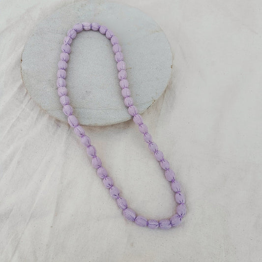 Textile necklace - Shop lilac beads long necklace online at bebaakstudio.com