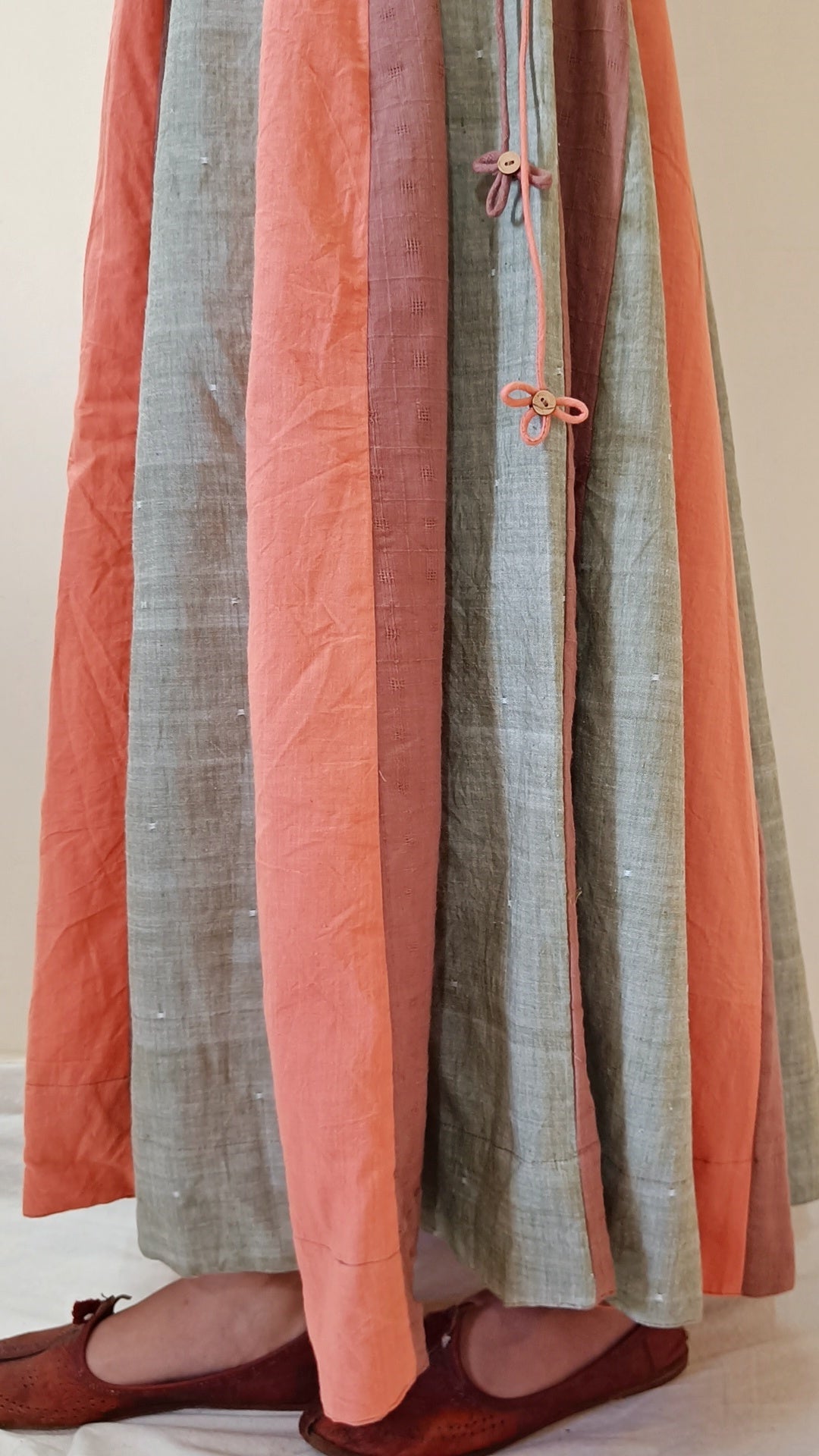 Shop multicolor panel full flare skirt set online at bebaakstudio.com