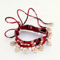 Textile jewelry: Shop Red shell choker online at bebaakstudio.com