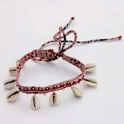 Textile jewelry: Shop Red triangle choker online at bebaakstudio.com