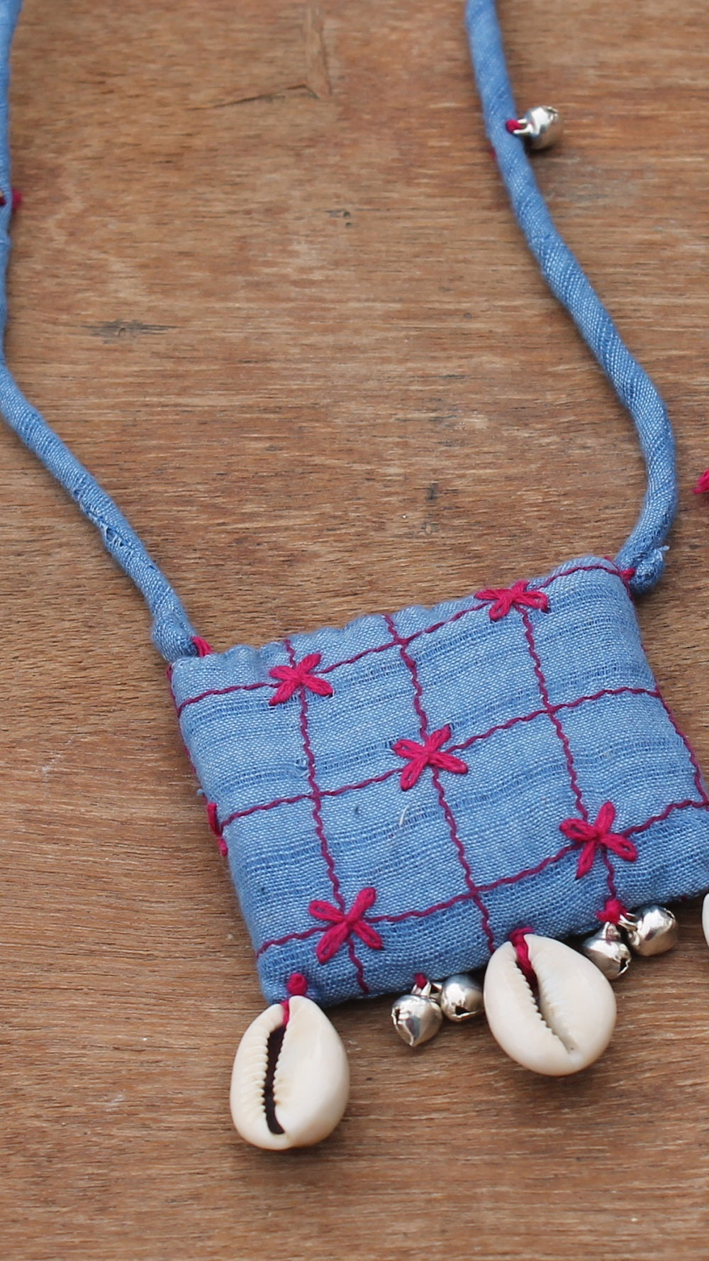 Blue floral long necklace set online available at bebaakstudio.com