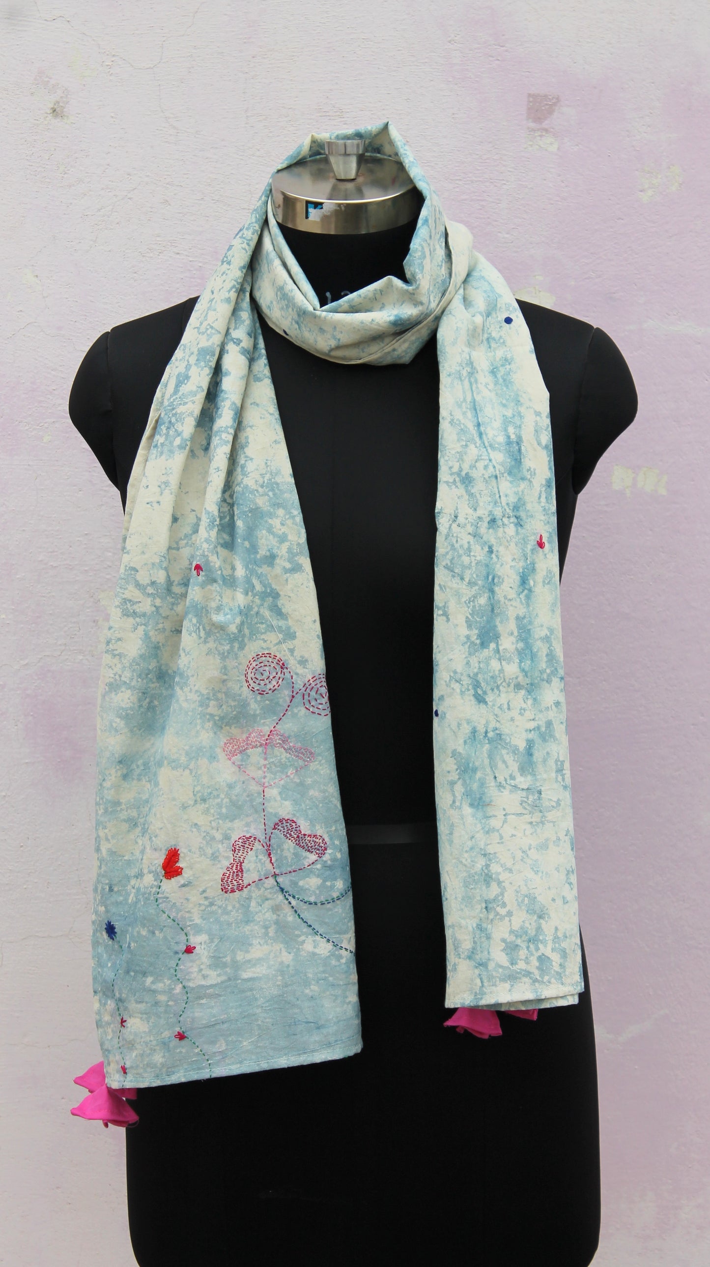 sky blue embroidered stole