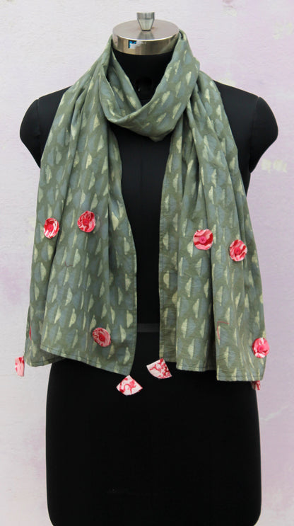 earthy green patch stole