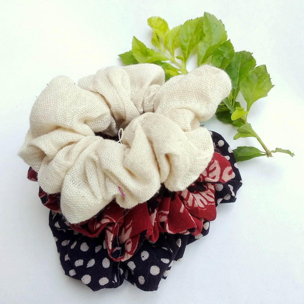 Shop floral natural dye scrunchies online at bebaakstudio.com