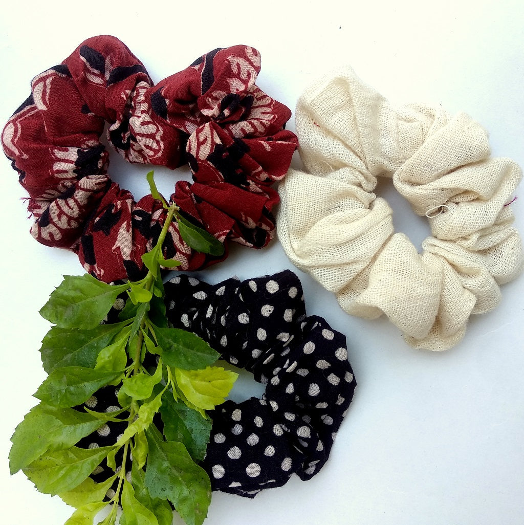 Shop floral natural dye scrunchies online at bebaakstudio.com