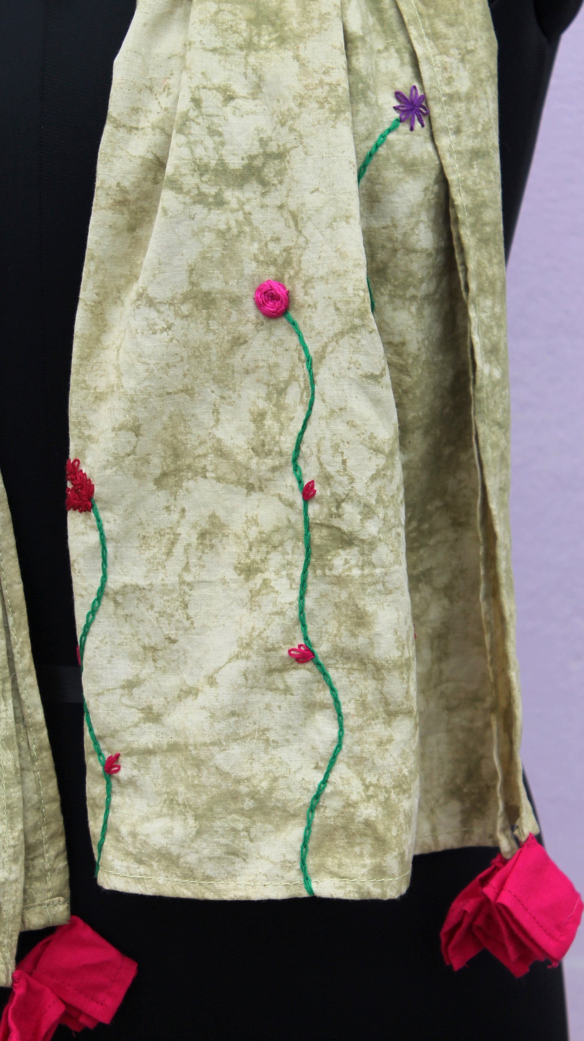 Earthy green embroidered stole