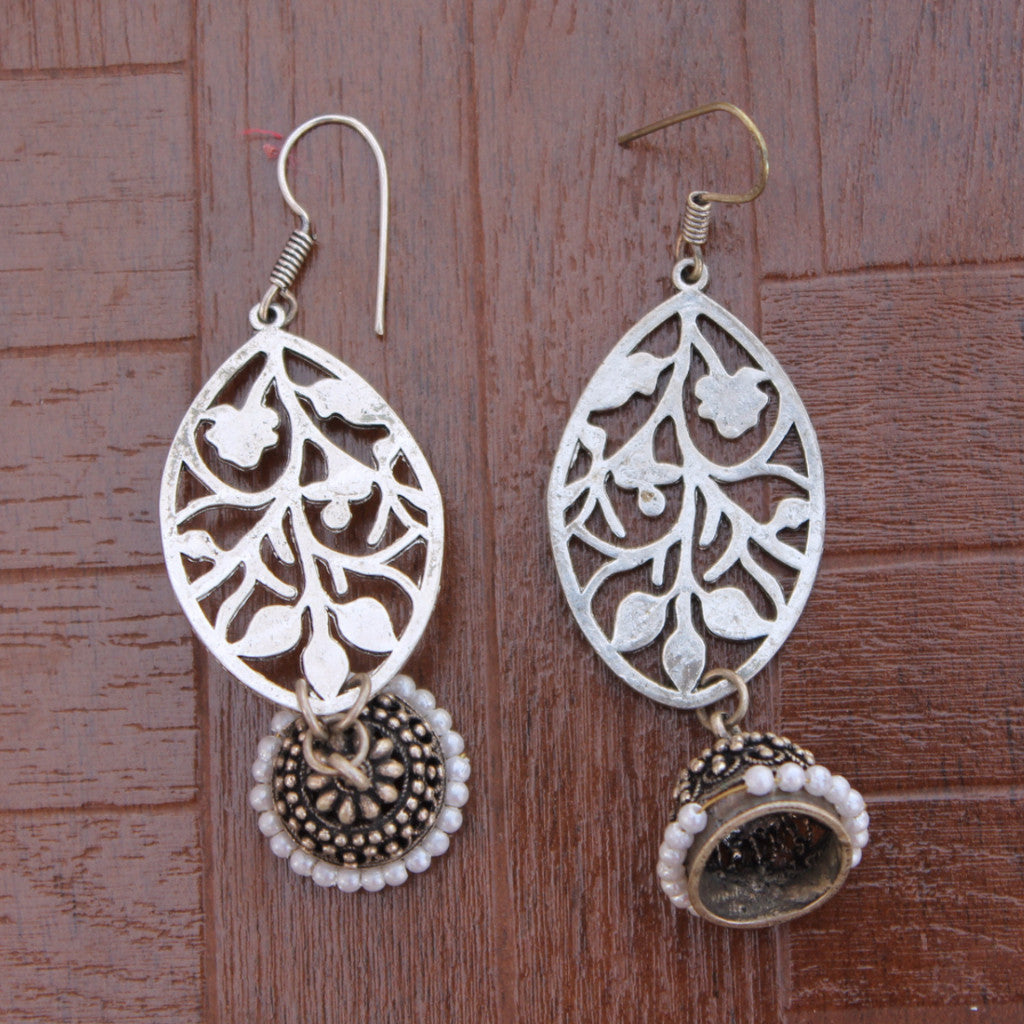 Earring: Floral motif with jhumka