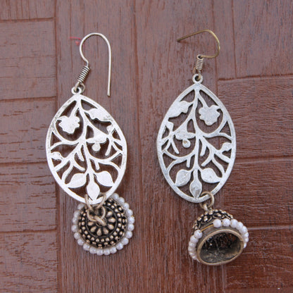 Earring: Floral motif with jhumka