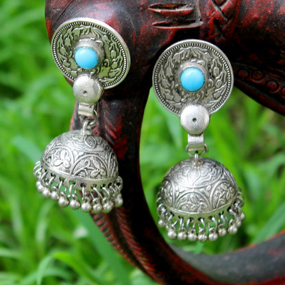 Chakor ghunghroo blue stone earring