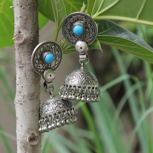 Chakor ghunghroo blue stone earring