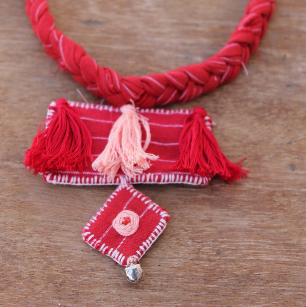 Red boho necklace online at bebaakstudio.com