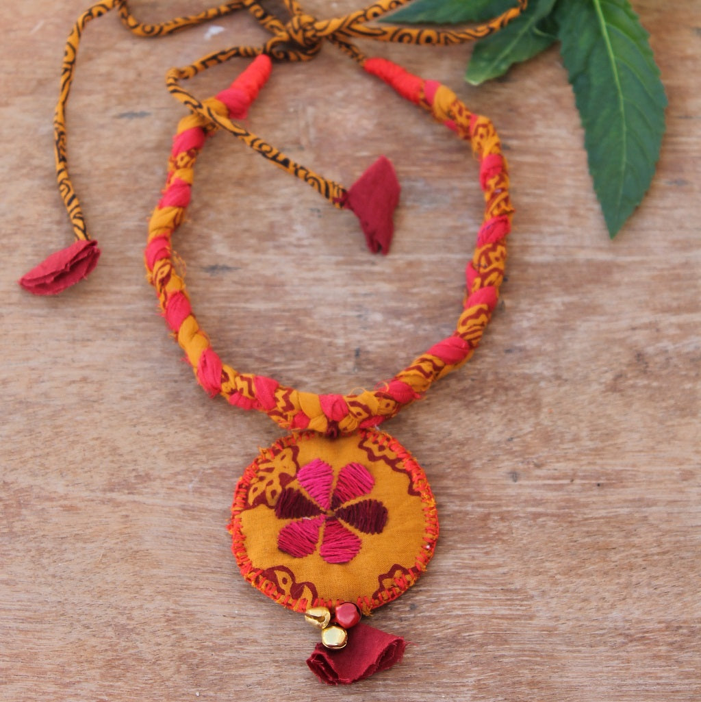 Yellow bagh boho necklace online at bebaakstudio.com