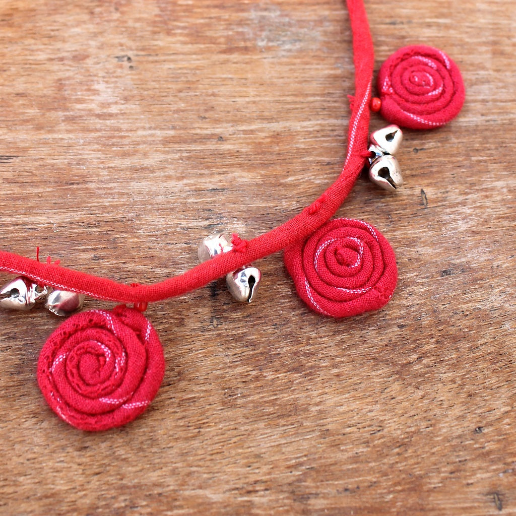 Red flora necklace