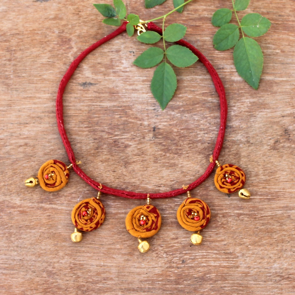 Yellow flora necklace online a bebaakstudio.com