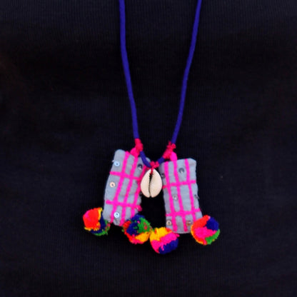 Rainbow Shell up-cycled textile pendant necklace