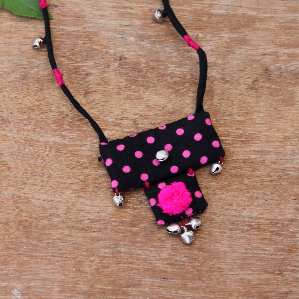 Black polka long necklace online at bebaakstudio.com