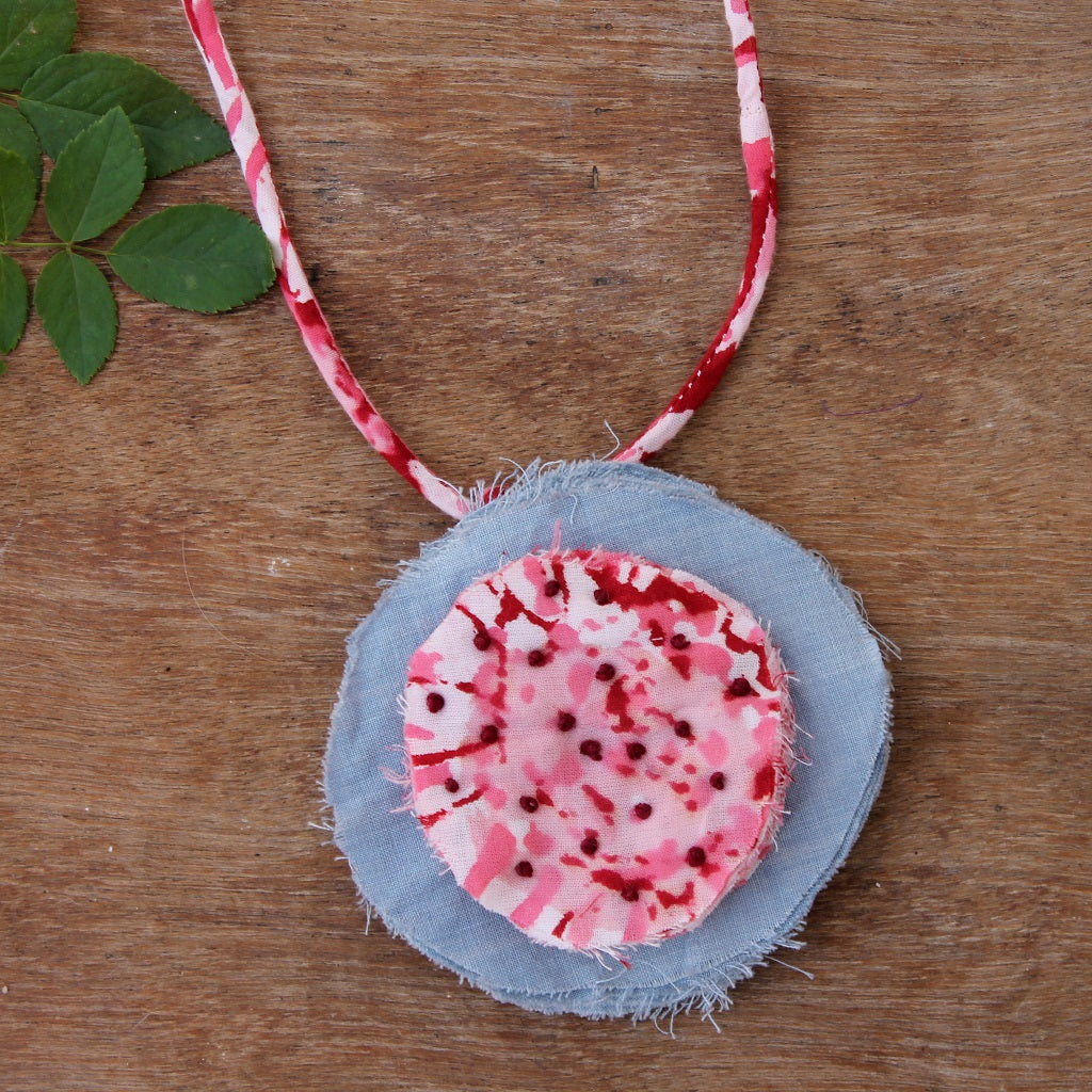 Grey & pink long necklace online at bebaakstudio.com