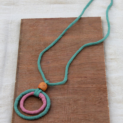 Green hoop pendant necklace