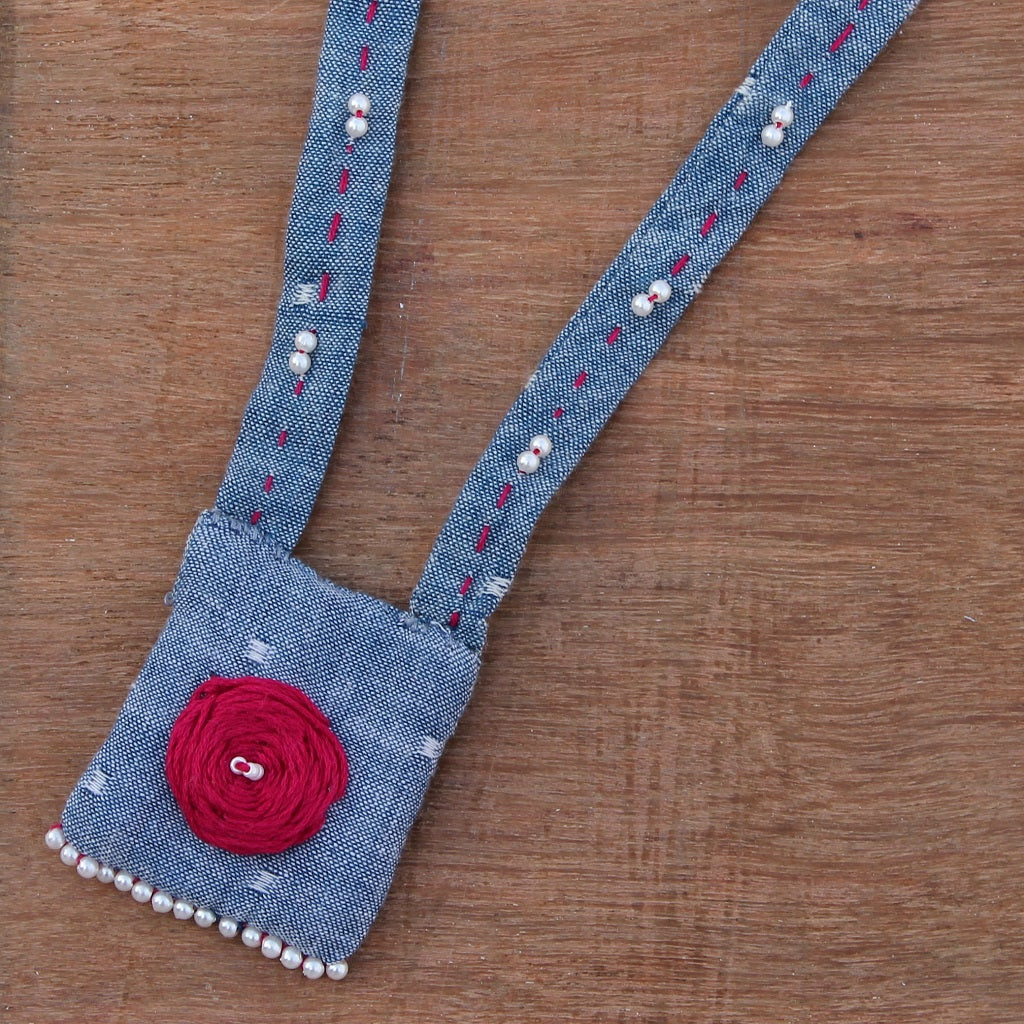 Pink rose Grey Necklace