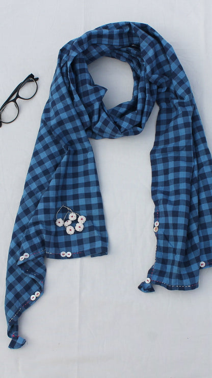 Blue gingham stole