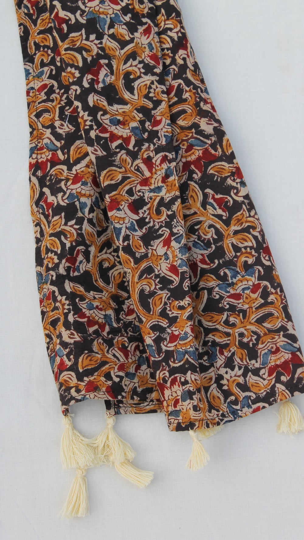 Black floral kalamkari stole