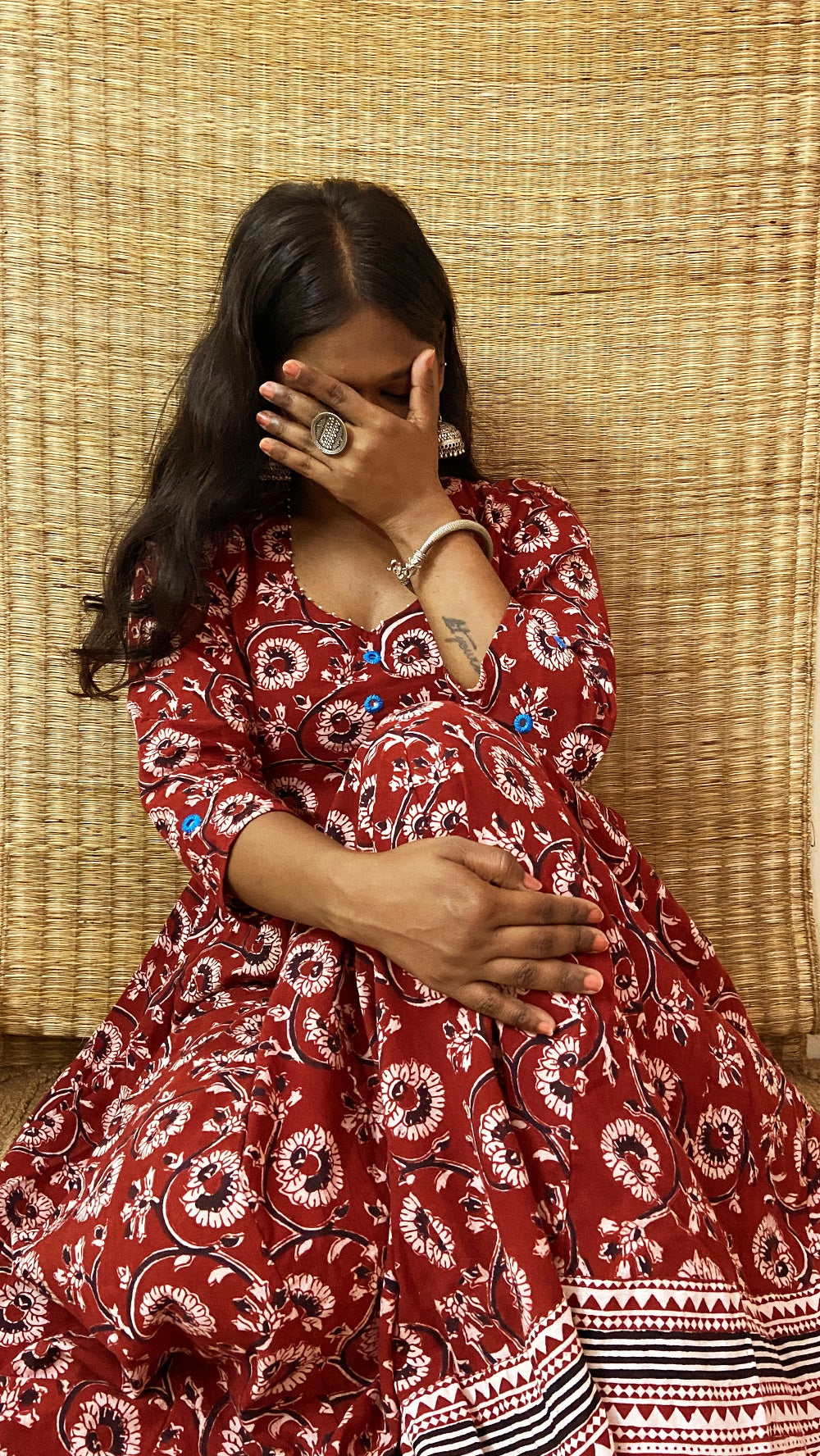 Maroon bagh print ethnic tunic set online at bebaakstudio.com